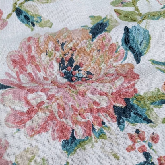 2 Lacourte Julius 14" x 26" Embroidered Floral Throw Pillow Covers Pastel Pink - Picture 3 of 8